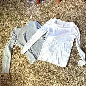 Plain gray and white shirts